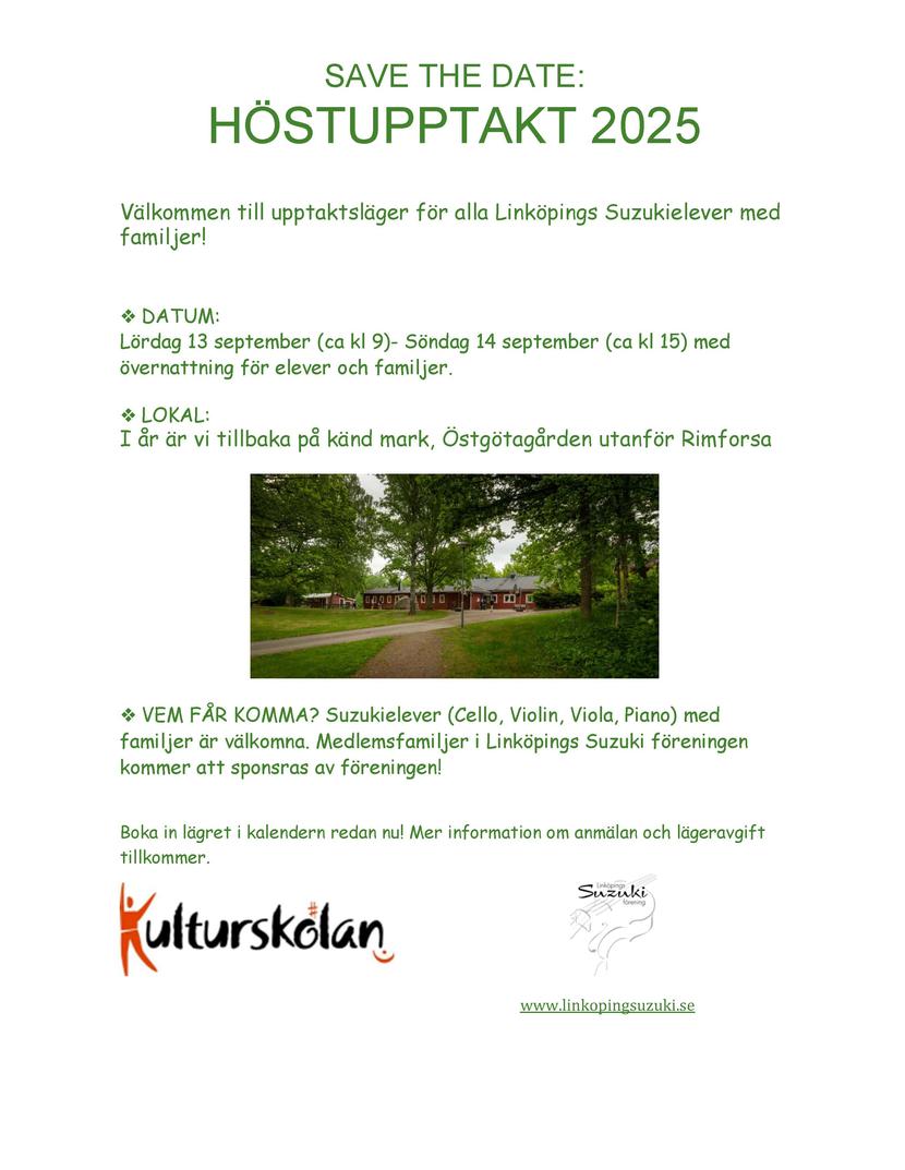 Affisch med info om höstuptakt 2025-09