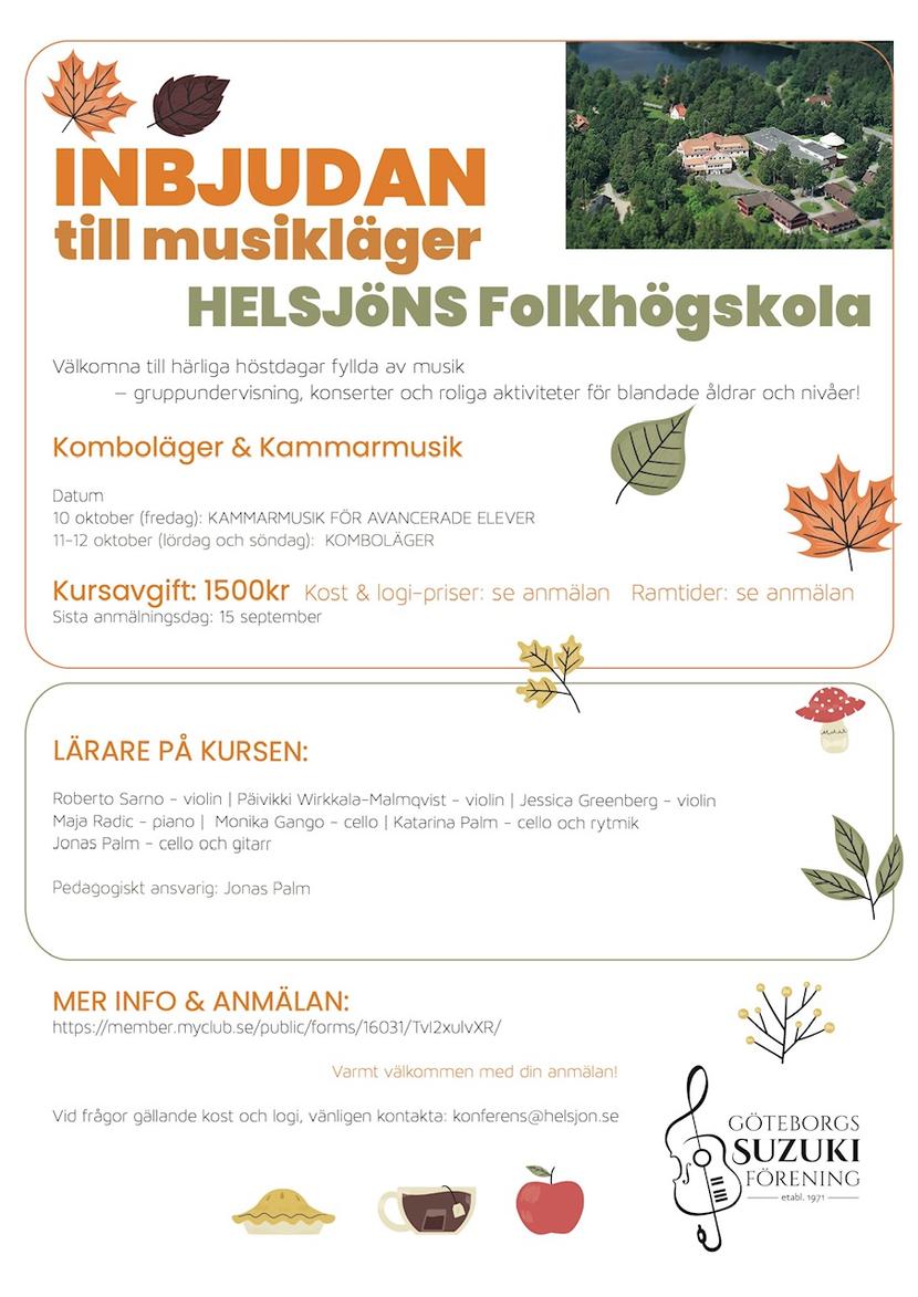 Affisch för Göteborgs Suzukiförenings läger 10-12 oktober 2025