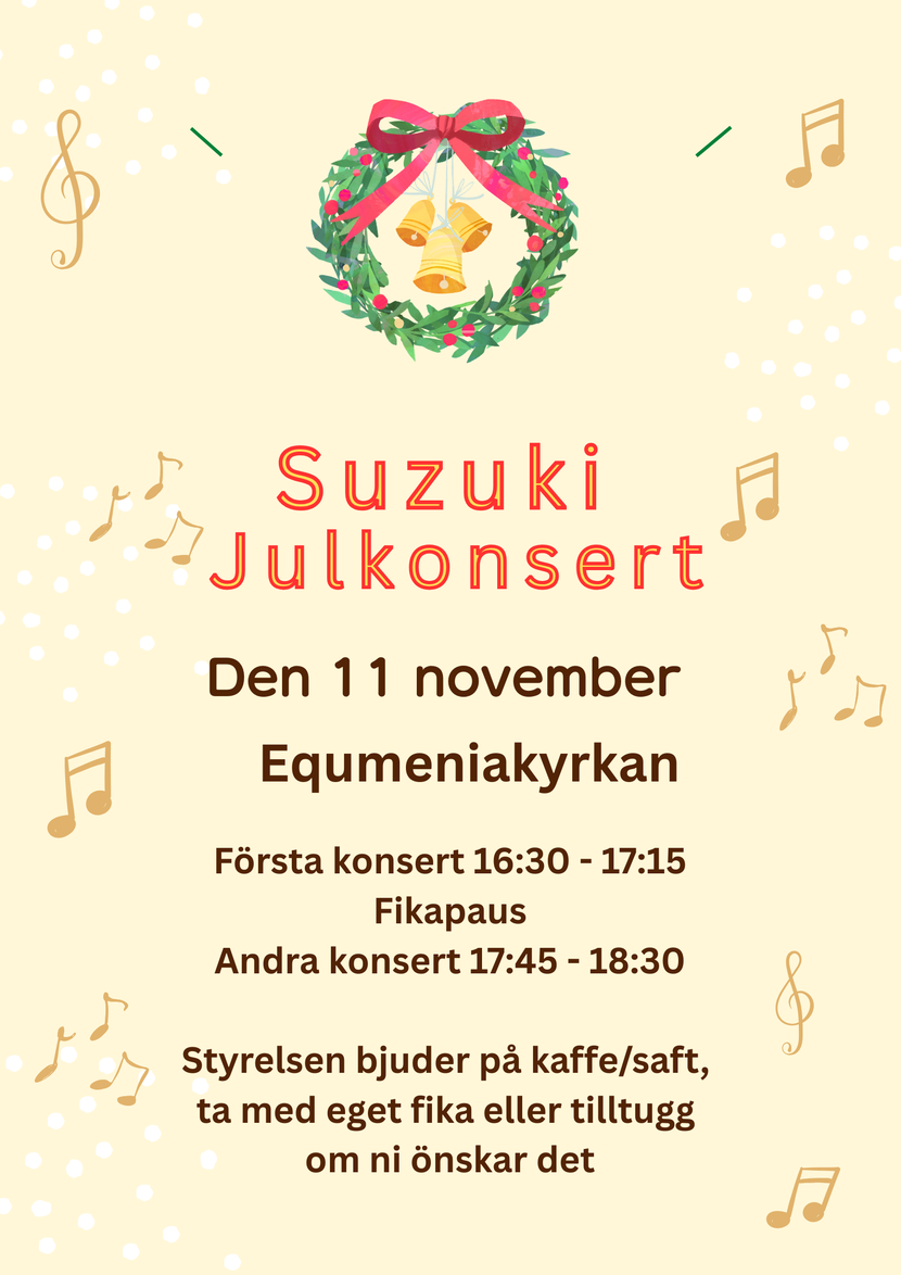 Affisch för julkonsert i Equmeniakyrkan 2025-11-11