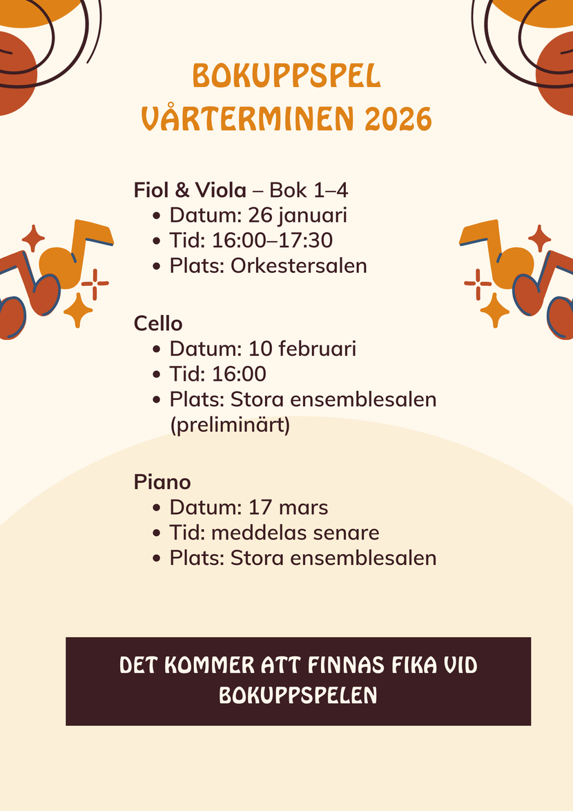 Affisch för bokuppspel under vårterminen 2026